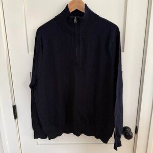 J Crew Men's 1/4 Zip Merino Wool sweater Size XL Navy